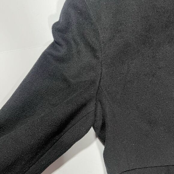 Calvin Klein Black Overcoat Peacoat Button Front Wool Blend Women's Size 10 - Picture 5 of 10